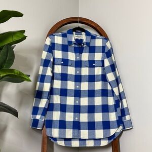 Madewell Blue and White Plaid Button Down Shirt